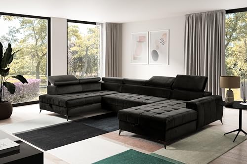 AXLIVING Schwarze Eckcouch mit Schlaffunktion Arkucio U 345cm Breite R AXLIVING Schwarze Eckcouch mit Schlaffunktion Arkucio U 345cm Breite R von AXLIVING