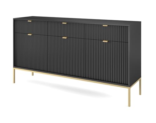 AXLIVING Sideboard mit Schubladen „Eternas KSZ154“ - 154 cm Breite, Schwarz von AXLIVING