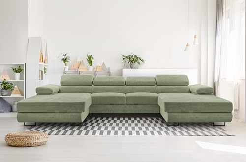 AXLIVING Sofa U Form mit Schlaffunktion – Arborio U 352 cm in Salbeigrün AXLIVING Sofa U Form mit Schlaffunktion – Arborio U 352 cm in Salbeigrün von AXLIVING