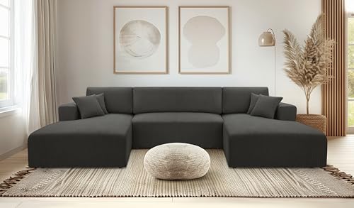 AXLIVING Sofa U Form mit Schlaffunktion – Catea U Cord Wohnlandschaft 364 cm von AXLIVING
