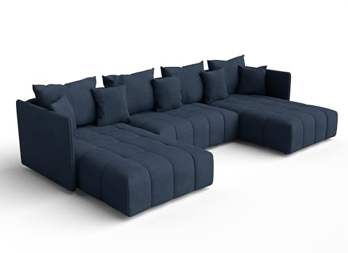 AXLIVING Sofa U Form mit Schlaffunktion Veliro U Blau, 345 cm breit von AXLIVING