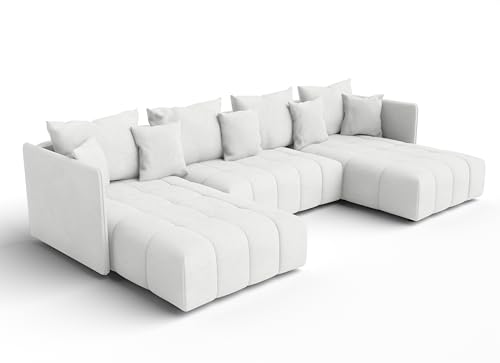 AXLIVING Sofa U Form mit Schlaffunktion Veliro U Weiß, 345 cm breit von AXLIVING