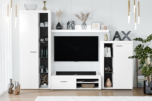 AXLIVING Spacoro Wohnwand Weiß 270 cm breite, hochwertig von AXLIVING