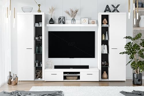 AXLIVING Spacoro XL Wohnwand Weiß 300 cm modern hochwertig von AXLIVING