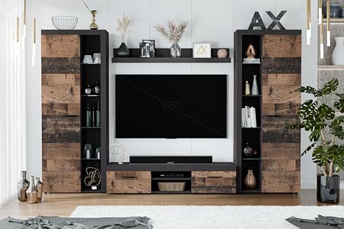 AXLIVING Spacoro XL Wohnwand grau modern 300 cm Matera Oldwood von AXLIVING