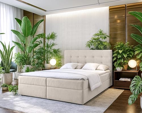 AXLIVING Stauraum Boxspringbett 140x200 cm Geceteni Doppel Bett Beige AXLIVING Stauraum Boxspringbett 140x200 cm Geceteni Doppel Bett Beige von AXLIVING