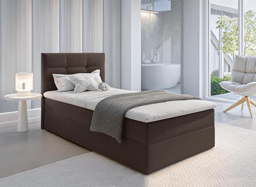 AXLIVING Stauraum Boxspringbett Braun 100x200 Bett Geceteni Gasfeder von AXLIVING