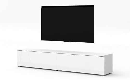 AXLIVING TV Bank weiß Loriano weißes TV Board 3x100 cm Matt/Hochglanz von AXLIVING