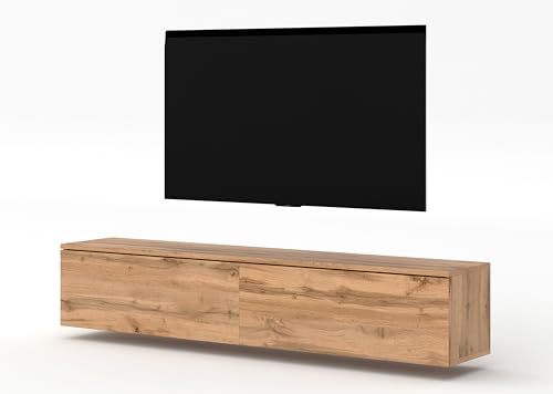 AXLIVING TV Board Loriano 180 modernes Designer Lowboard Eiche Wotan von AXLIVING