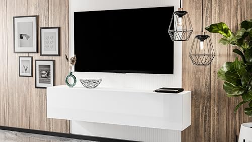 AXLIVING TV-Kommode ZIVOLLI B160xT40xH34 cm hängender TV-Schrank für Wandmontage weiß von AXLIVING