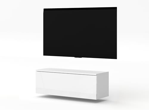 AXLIVING TV Lowboard zum Hängen Loriano 100 cm weiß Matt/Hochglanz von AXLIVING