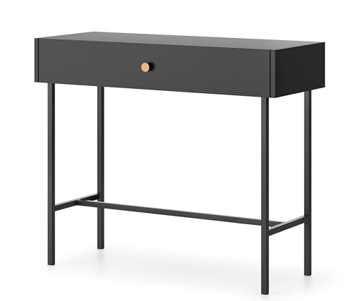 AXLIVING Tisch mit Schubladen Dinley 93 cm Schwarz auf Metallgestell von AXLIVING