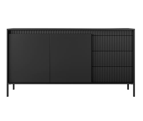 AXLIVING Trentinis 153 2D3S Schwarzes Sideboard, 153,5 cm geriffeltes von AXLIVING