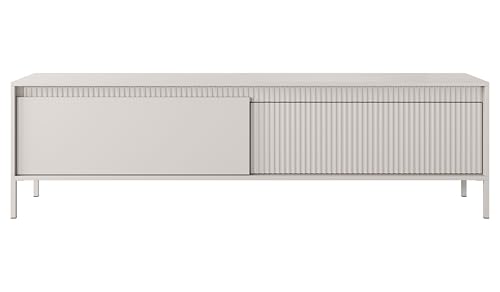 AXLIVING Trentinis Beige TV Bank, Moderner TV Tisch, 187,1cm breit, geriffelter von AXLIVING