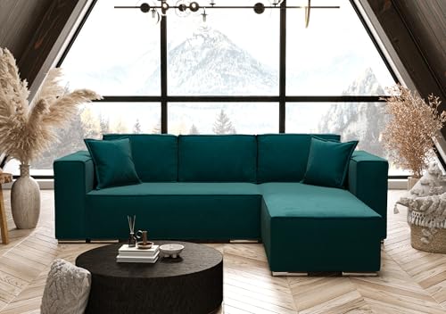 AXLIVING Türkis Ecksofa mit Schlaffunktion Vinoria L-Form 255 cm Rechts von AXLIVING