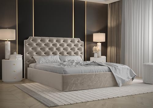 AXLIVING Tybilla 140x200 Bett mit Bettkasten in Beige – Komfort&Stil von AXLIVING