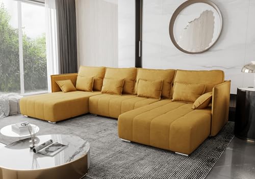 AXLIVING U Form Sofa mit Schlaffunktion Florinna Gelb 345cm AXLIVING U Form Sofa mit Schlaffunktion Florinna Gelb 345cm von AXLIVING