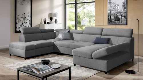 AXLIVING U Sofa mit Schlaffunktion Olettio 342 cm Grau L von AXLIVING