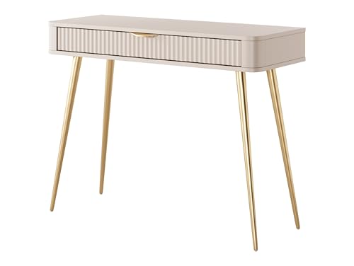 AXLIVING Vespasia Kleiner Schminktisch beige 100,2 cm geriffelter von AXLIVING