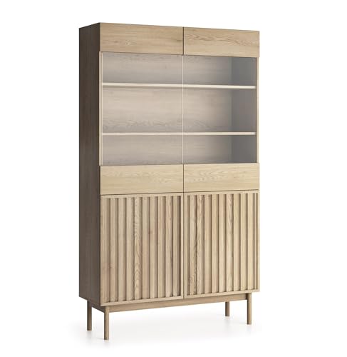 AXLIVING Vitrine Eiche Santarco W2D – 106 cm breit, Eiche Cremona von AXLIVING