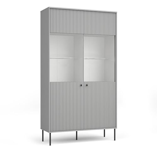 AXLIVING Vitrinen Schrank Irelis 105 cm Grau Schwarz Modern von AXLIVING