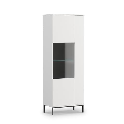 AXLIVING Vitrinenschrank Glas „Queba QT07“ – 70cm Breite, Modern Weiß AXLIVING Vitrinenschrank Glas „Queba QT07“ – 70cm Breite, Modern Weiß von AXLIVING