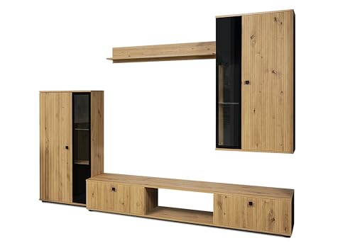 AXLIVING Wohnwand Artisan Eiche Lamellen – Hochwertig und Modern 240 cm breite von AXLIVING