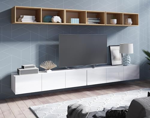 AXLIVING Wohnwand Moder Kossana 33 – 300 cm Breite Goldene Eiche/Weiß AXLIVING Wohnwand Moder Kossana 33 – 300 cm Breite Goldene Eiche/Weiß von AXLIVING