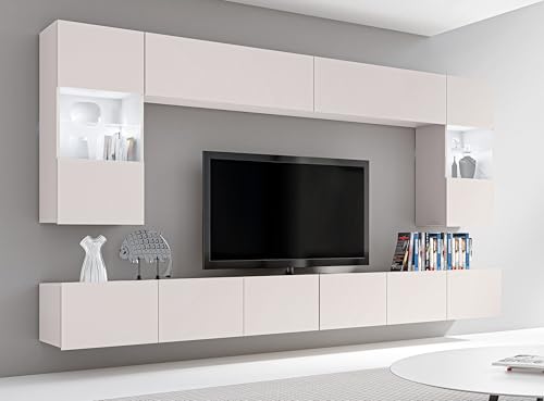 AXLIVING Wohnwand Modern Kossana 1 – 300 cm Breite, Beige von AXLIVING