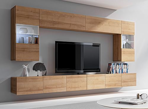 AXLIVING Wohnwand Modern Kossana 1 – 300 cm Breite, Goldene Eiche AXLIVING Wohnwand Modern Kossana 1 – 300 cm Breite, Goldene Eiche von AXLIVING