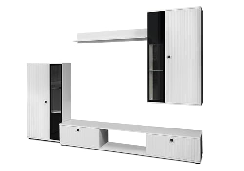 AXLIVING Wohnwand Weiß Lamellen – Formilo 240 cm breite, Modernes Design von AXLIVING