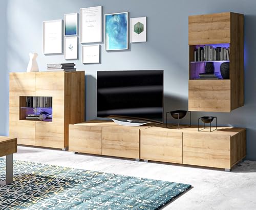 AXLIVING Wohnwand Wohnzimmer Kossana 17 - Modern in Goldene Eiche AXLIVING Wohnwand Wohnzimmer Kossana 17 - Modern in Goldene Eiche von AXLIVING