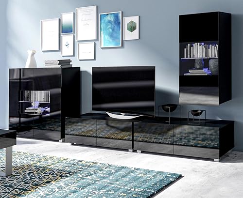 AXLIVING Wohnwand Wohnzimmer Kossana 17 Modernes Design in Schwarz AXLIVING Wohnwand Wohnzimmer Kossana 17 Modernes Design in Schwarz von AXLIVING