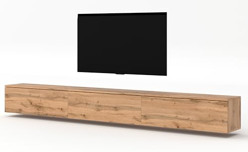 AXLIVING hängendes TV Board Loriano Lowboard Eiche Wotan 3x100 cm von AXLIVING
