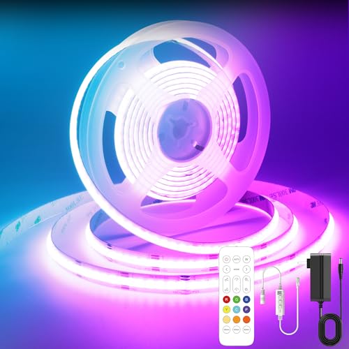 AXMOTUT Bluetooth RGB COB LED Streifen Licht 3M,Mehrfarbig Dimmbares LED Strip Light 12V,mit Bluetooth Smart APP Controller,für TV, Schlafzimmer, Heimdekoration, Party von AXMOTUT