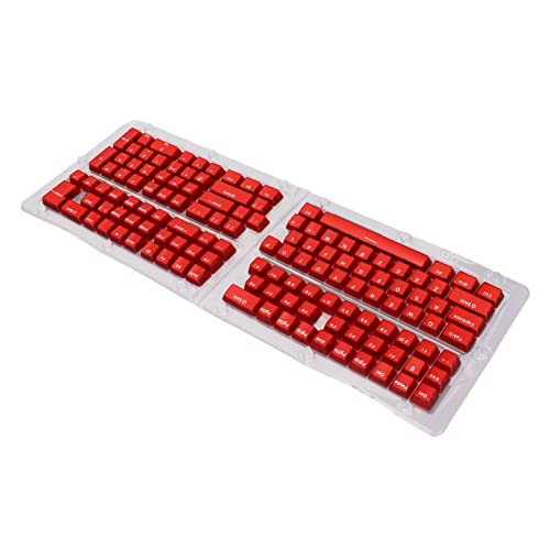 AXOC 132 Tasten mit Tastenabdeckungen, ergonomisches Tastendesign Einfache Installation Ölbeständige ABS-Abdeckung für Tastatur mit 87 Tasten (Transparente rote weiße Buchstaben) von AXOC