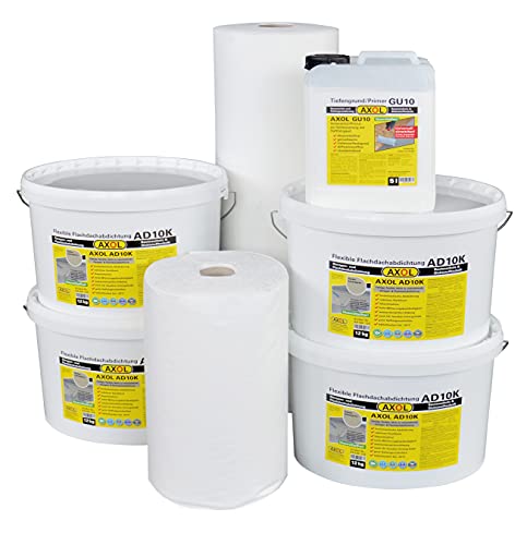 AXOL Flüssigkunststoff Flachdachabdichtung Set für 20m² (Einzelgarage) Farbe kieselgrau für saugende Untergründe von AXOL
