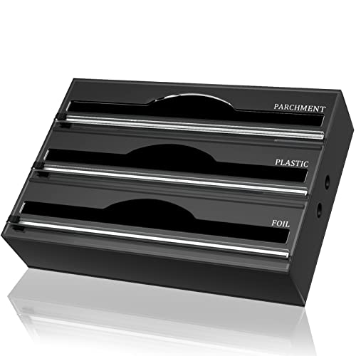 AXOTEN Acryl 3 in 1 Folienspender Mit Cutter, Frischhaltefolie abroller, Für Küchenschublade (3 Steckplatz) von AXOTEN