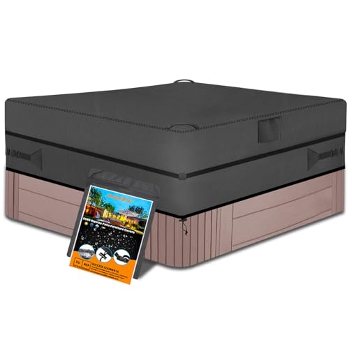 AXPQHL Whirlpool Abdeckung, wasserdicht strapazierfähig, 600D Oxford-Stoff, quadratische SPA Hot Tub Protector, UV-Schutz und winddichter Garten Whirlpool Abdeckun, Schwarz (200 * 200 * 25cm) von AXPQHL