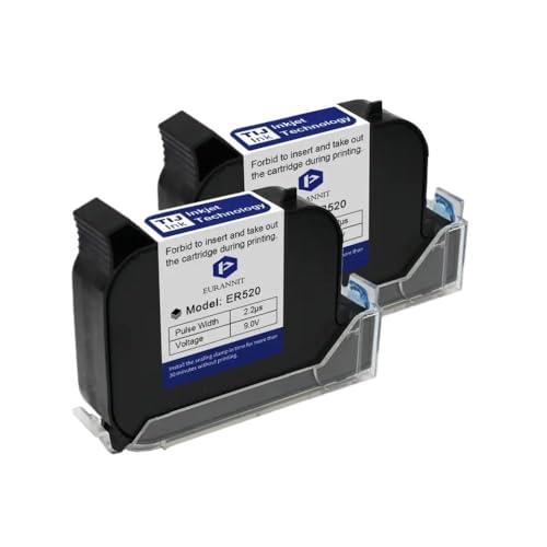 AXRMLVRD Eurannit520 12. 7mm Tintenstrahldruckerpatrone Schnell trocken Lösungsmittel Tinte Universal kompatible Schwarze Tinte(2PCS) von AXRMLVRD