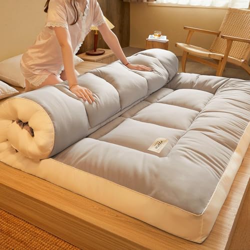 AXSDEJT Japanische Tatami-Matratzen, Futon-Bodenmatratze, weich, tragbar, faltbar, für Doppelbett, Einzelbett, atmungsaktiv, Grau (Größe: 120 x 200 cm) von AXSDEJT