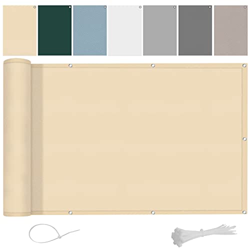 AXT SHADE Balkon Sichtschutz 100x100cm Balkonverkleidung Balkonabdeckung Balkonumspannungen blickdichte,100% wasserdichtes Polyestergewebe,UV-Schutz,Sand Beige Größen von AXT SHADE