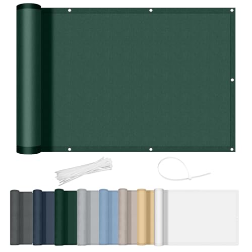 AXT SHADE Balkon Sichtschutz Wetterfest 100x600cm Balkonverkleidung Balkonabdeckung Balkonbespannung Blickdichte Windschutz und UV-Schutz mit Kabelbinder für Balkongeländer-Grün von AXT SHADE