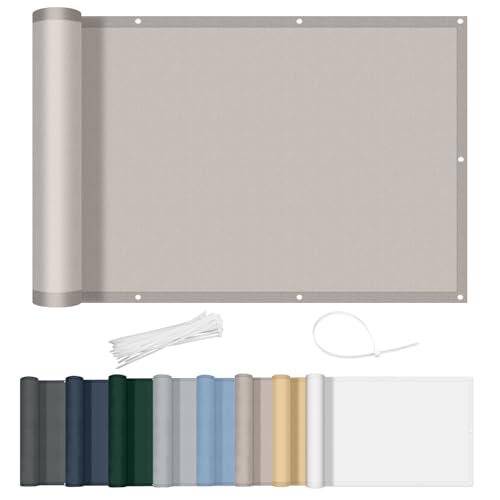 AXT SHADE Balkon Sichtschutz Wetterfest 75x300cm Balkonverkleidung Balkonabdeckung Balkonbespannung Blickdichte Windschutz und UV-Schutz mit Kabelbinder für Balkongeländer-Taupe von AXT SHADE