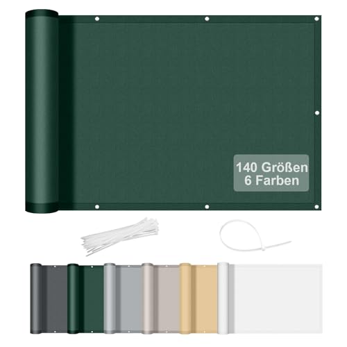 AXT SHADE Benutzerdefinierte Größe Balkon Sichtschutz Wetterfest 0.75x7m Balkonverkleidung Balkonabdeckung Balkonbespannung Blickdichte Windschutz und UV-Schutz für Balkongeländer-Grün von AXT SHADE