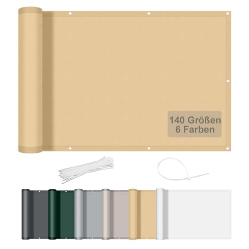 AXT SHADE Benutzerdefinierte Größe Balkon Sichtschutz Wetterfest 0.8x4m Balkonverkleidung Balkonabdeckung Balkonbespannung Blickdichte Windschutz und UV-Schutz für Balkongeländer-Sand AXT SHADE Benutzerdefinierte Größe Balkon Sichtschutz Wetterfest 0.8x4m Balkonverkleidung Balkonabdeckung Balkonbespannung Blickdichte Windschutz und UV-Schutz für Balkongeländer-Sand von AXT SHADE