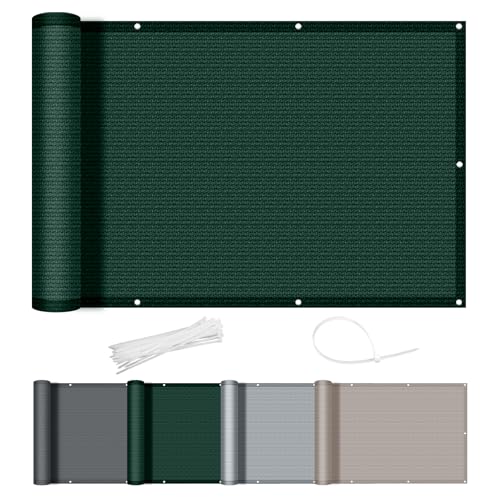AXT SHADE Balkon Sichtschutz Wetterfest 90x400cm HDPE Balkonverkleidung Balkonabdeckung Balkonbespannung Blickdichte Windschutz und UV-Schutz mit Kabelbinder für Balkongeländer-Grün von AXT SHADE