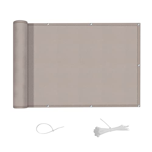 AXT SHADE Balkon Sichtschutz Wetterfest 100x300cm Balkonverkleidung Balkonabdeckung Balkonbespannung Blickdichte Windschutz und UV-Schutz mit Kabelbinder für Balkongeländer-Taupe von AXT SHADE