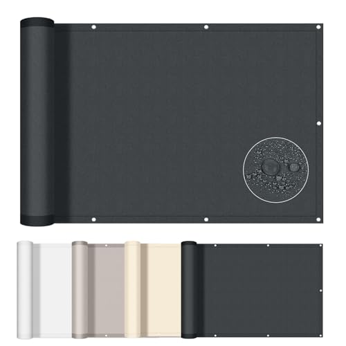 AXT SHADE Balkon Sichtschutz Wetterfest 90x500cm Balkonverkleidung Balkonabdeckung Balkonbespannung Blickdichte UV-Schutz und Windschutz mit Kabelbinder für Balkongeländer-Anthrazit von AXT SHADE