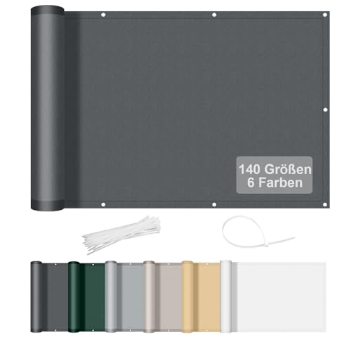 AXT SHADE Benutzerdefinierte Größe Balkon Sichtschutz Wetterfest 0.7x1m Balkonverkleidung Balkonabdeckung Balkonbespannung Blickdichte Windschutz und UV-Schutz für Balkongeländer-Anthrazit von AXT SHADE